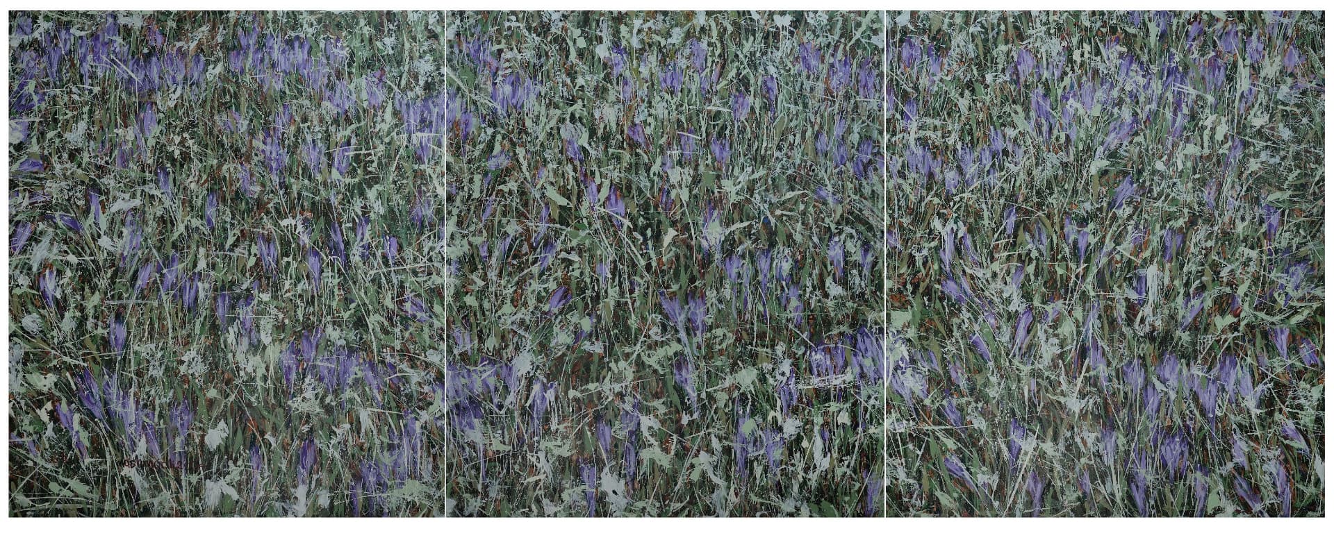 نقاشی مجموعه حسرت اثر جلالالدین مشمولی - 245 × 615 cm، 2024 | Colchicum Series (Hasrat) – Triptych, Acrylic on canvas, 245 × 615 cm, 2024 — Jalaleddin Mashmooli Contemporary Iranian Painting نقاشی مجموعه حسرت اثر جلالالدین مشمولی - 245 × 615 cm، 2024 | Colchicum Series (Hasrat) – Triptych, Acrylic on canvas, 245 × 615 cm, 2024 — Jalaleddin Mashmooli Contemporary Iranian Painting
